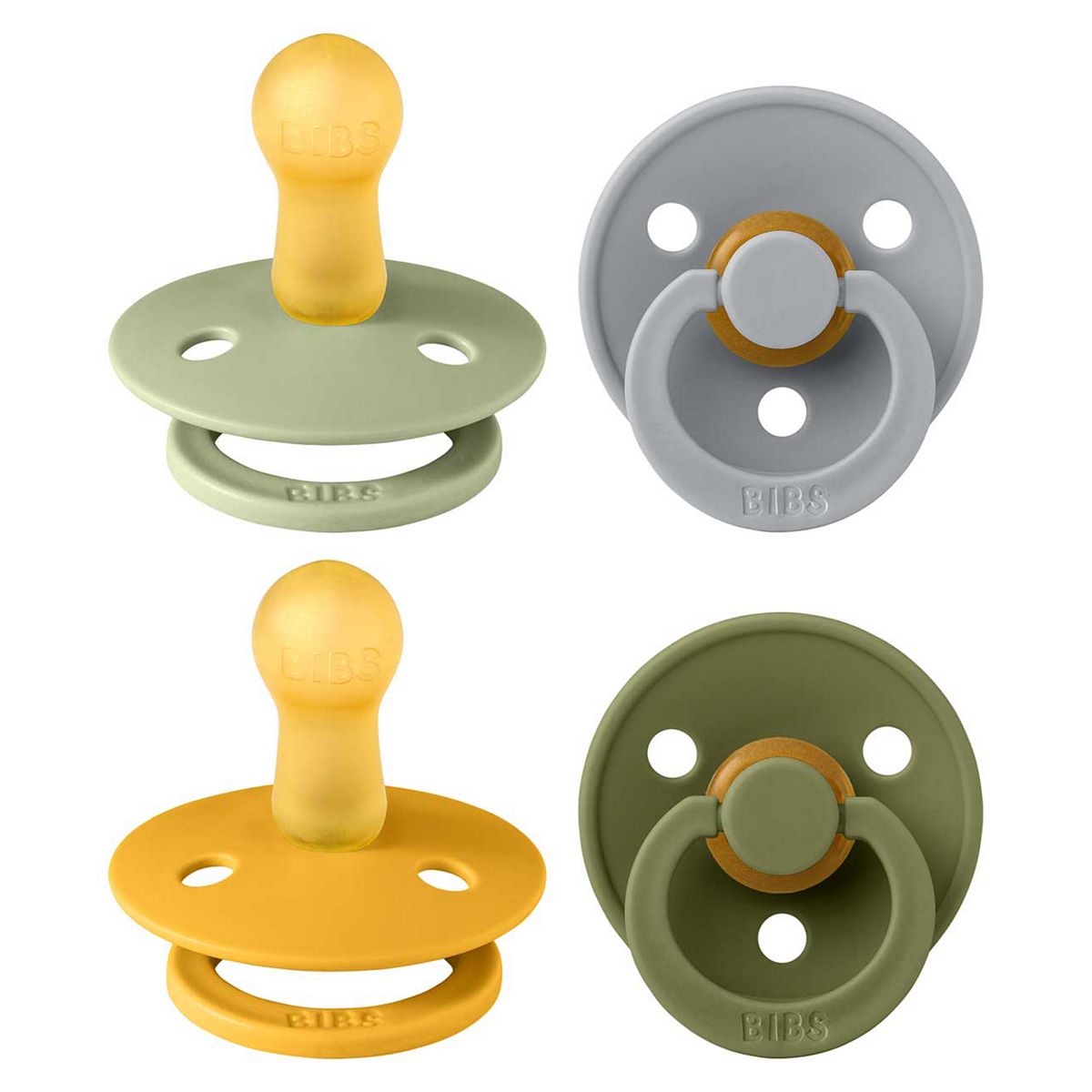 Bibs 4 Pack Soothers - Green Garden Lush Size 2 Round Nipple