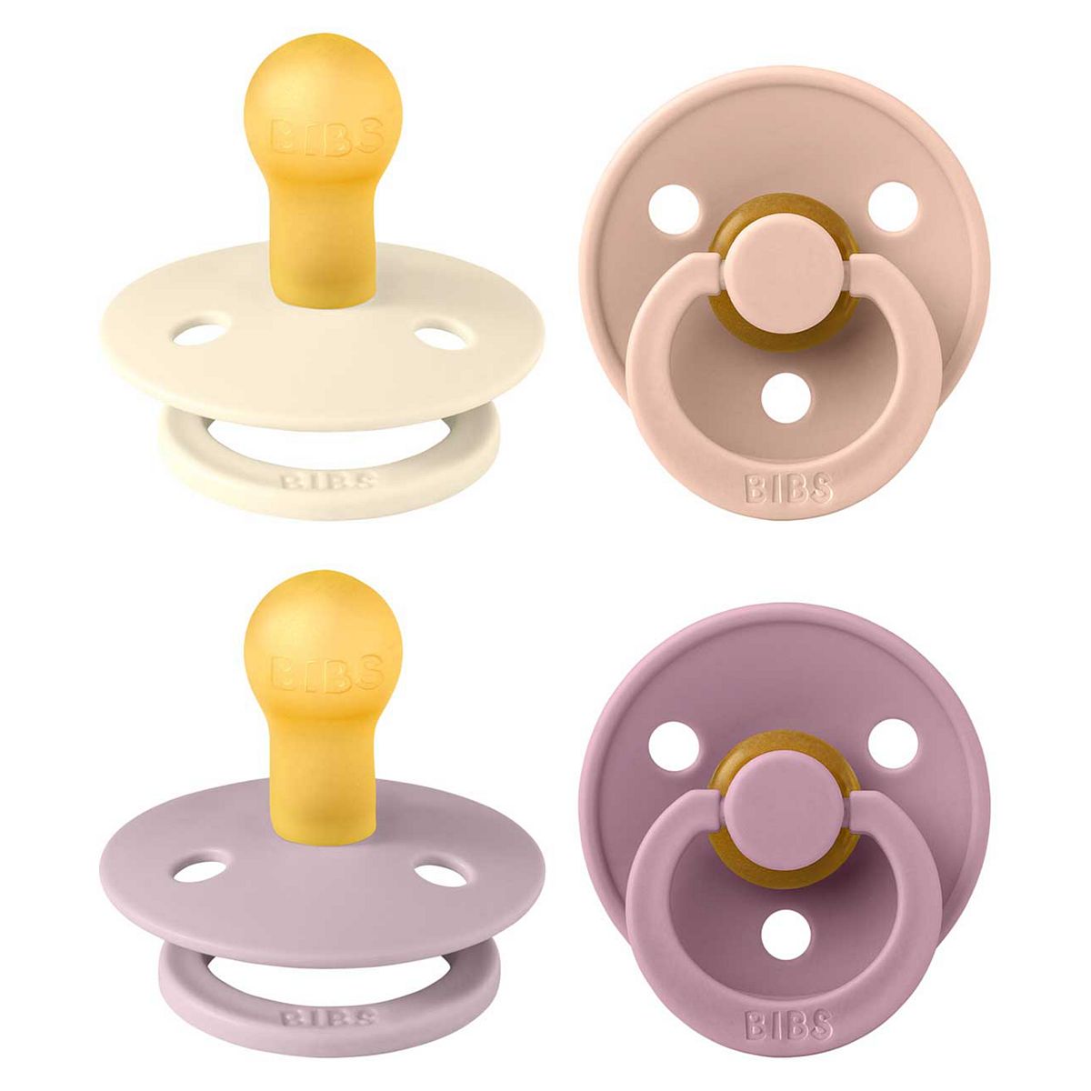 Bibs 4 Pack Colour Soothers - Baby Girl Colours Size 1 Round Nipple