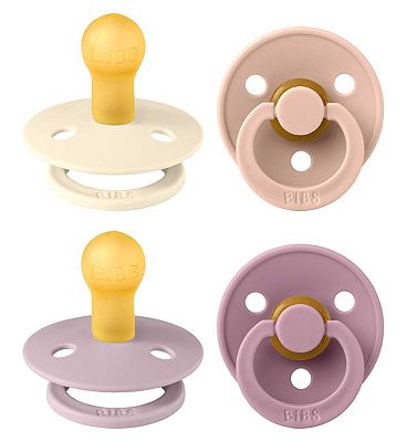 BIBS 4 Pack Colour Soothers -  Baby girl Colours Size 1 Round Nipple