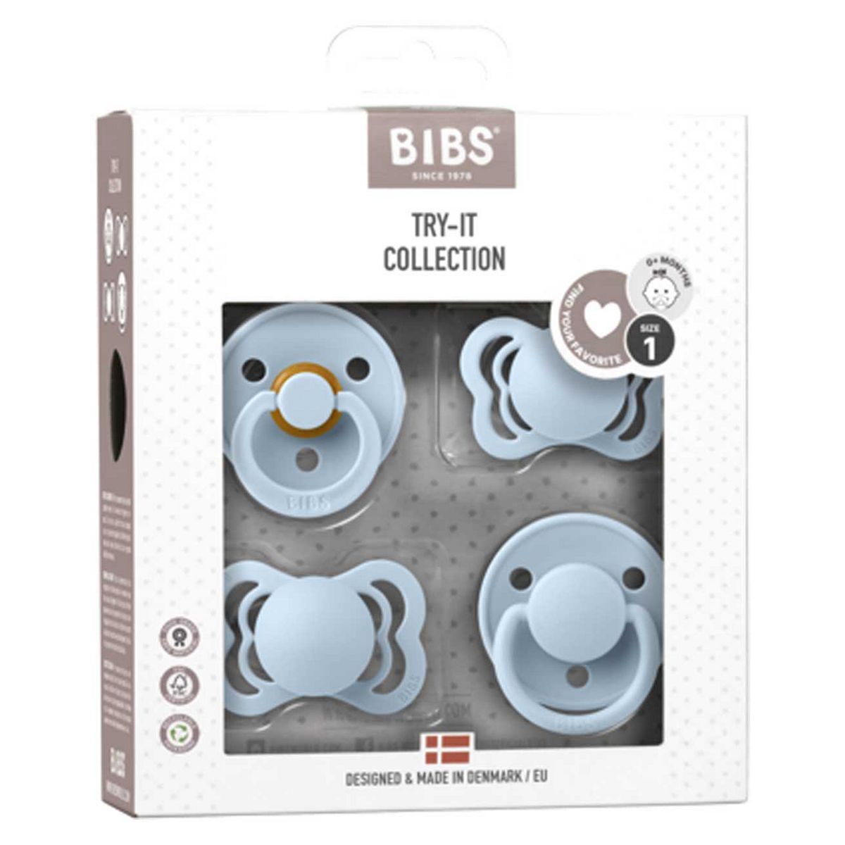 Bibs Try It Collection 4 Pack Baby Blue - Size 1 All Nipple Types