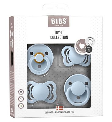 BIBS Try It Collection 4 Pack Baby Blue -  Size 1 All Nipple Types
