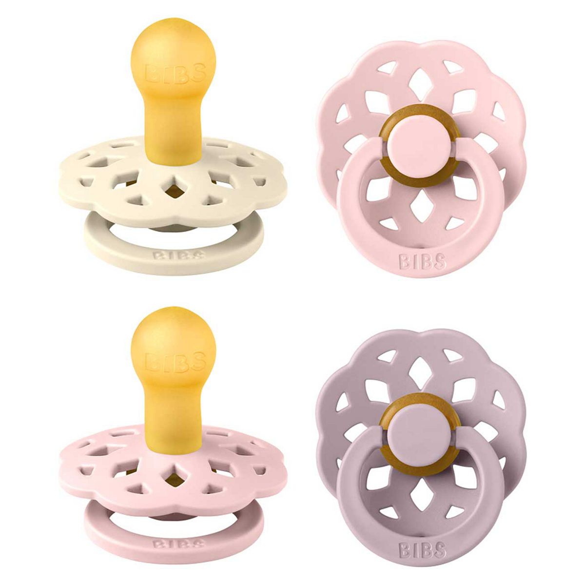 Bibs 4 Pack Boheme Soothers - Blossom Mix Size 1 Round Nipple