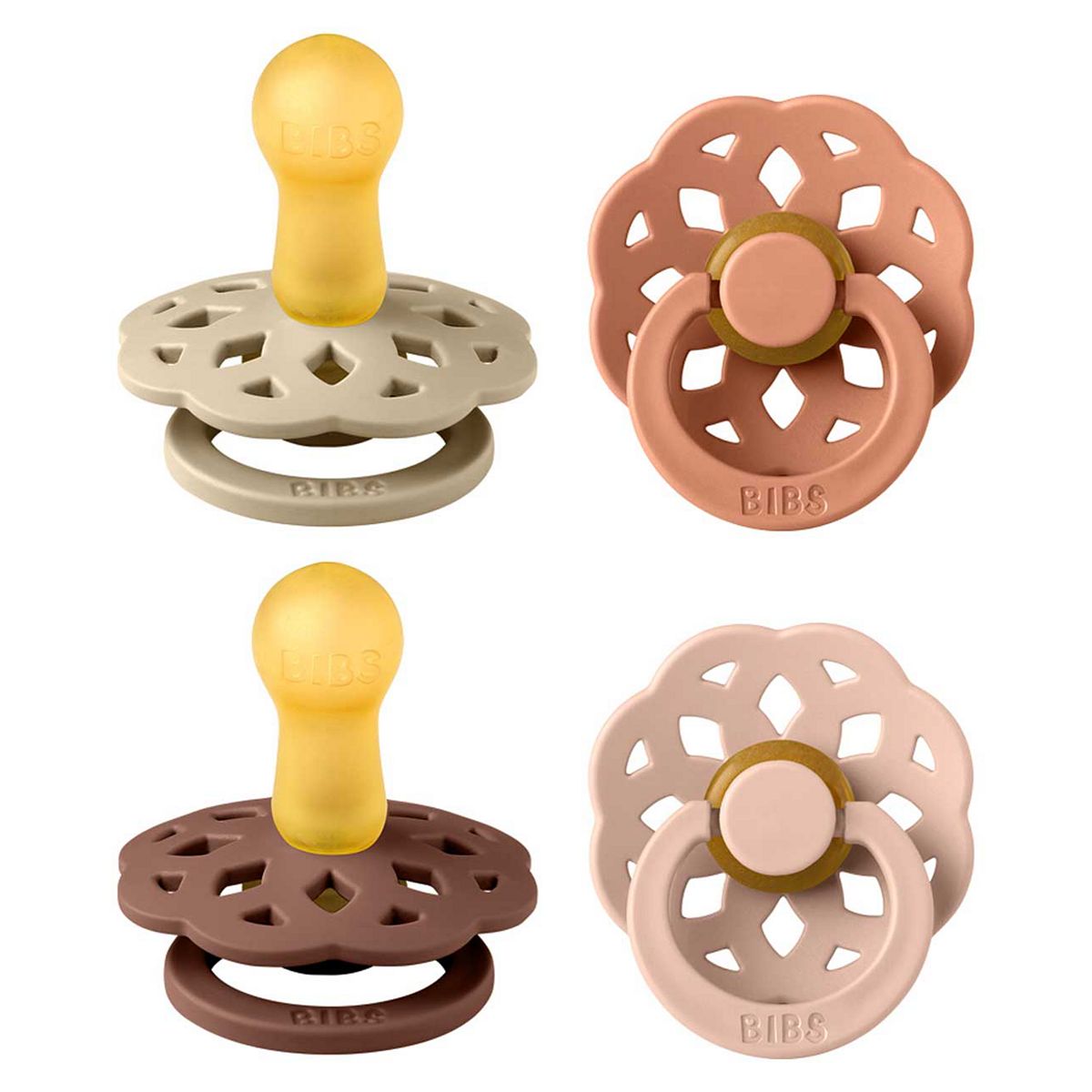 Bibs 4 Pack Boheme Soothers - Vanilla Mix Size 2 Round Nipple