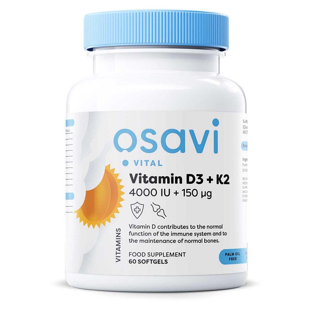 Osavi - Vitamin D3 + K2, 4000Iu 150Mcg 60 Softgels