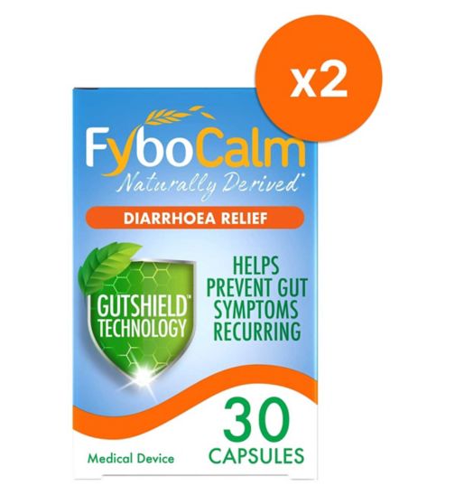 FyboCalm Diarrhoea Relief 60 Capsule Bundle;FyboCalm Diarrhoea Relief Naturally Derived - 30 Capsules;FyboCalm Diarrhoea Relief Naturally Derived - 30 Capsules