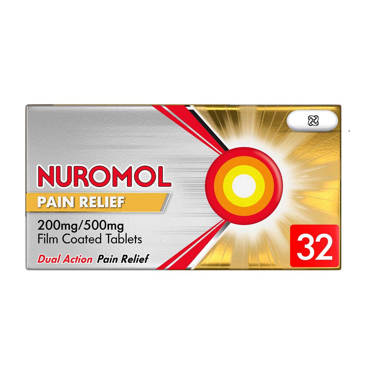 Nuromol Dual Action Pain Relief Ibuprofen & Paracetamol 200Mg/500Mg - 32 Tablets