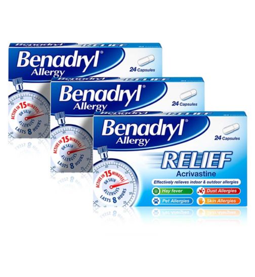 Benadryl Allergy Relief - 24 Capsules;Benadryl Allergy Relief - 24 Capsules;Benadryl Allergy Relief - 24 Capsules - 4 Week Bundle (3 Packs)