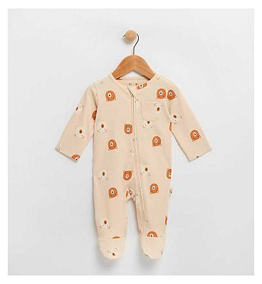 Printed Sleepsuit Cream 0 - 3 Months