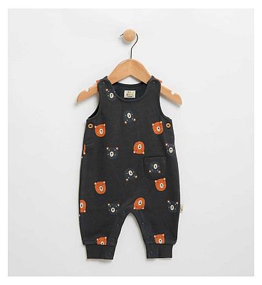 Printed Dungaree Charcoal Grey 6 - 9 Months