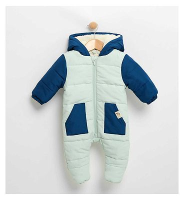 Colourblock Padded Snowsuit Blue 3 - 6 Months