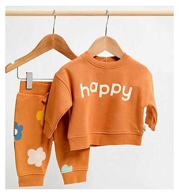 Slogan Sweat Set Rust Brown 6 - 9 Months