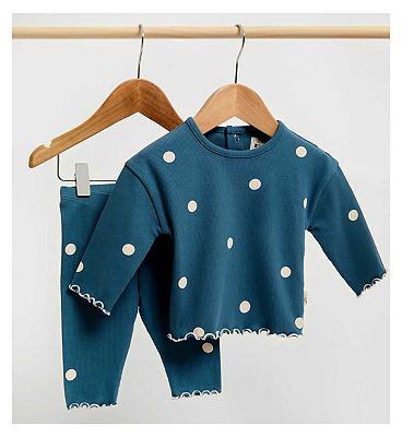 Maybe Baby Spots Rib Sweat Navy 3 - 6 Months