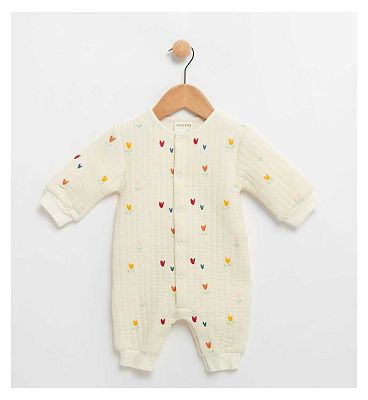 Printed Quilted Romper White 12 - 18 Months