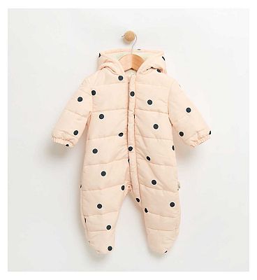 Spotty Pink Padded Snowsuit 9 - 12 Months