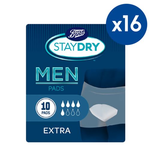 Boots Staydry Men Extra 16x10 Pads Bundle;Boots Staydry Men Extra Pads - 10 Pads;Boots Staydry Men's Extra - 10 Pads