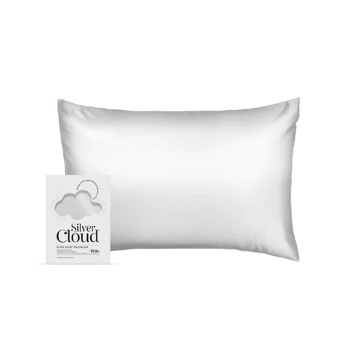 Silver Cloud Silver Satin Pillowcase Infused With Ions