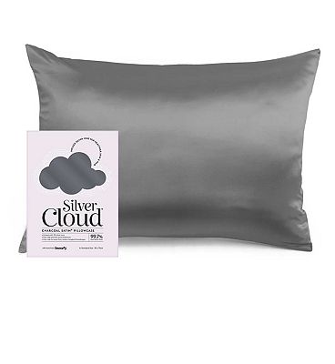 Silver Cloud Charcoal Satin Pillowcase Infused with Silver Ions