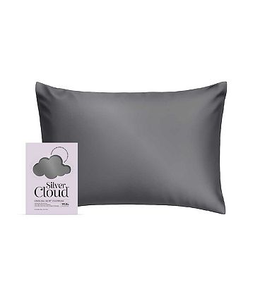 Click to view product details and reviews for Silver Cloud Charcoal Satin Pillowcase Infused With Silver Ions.