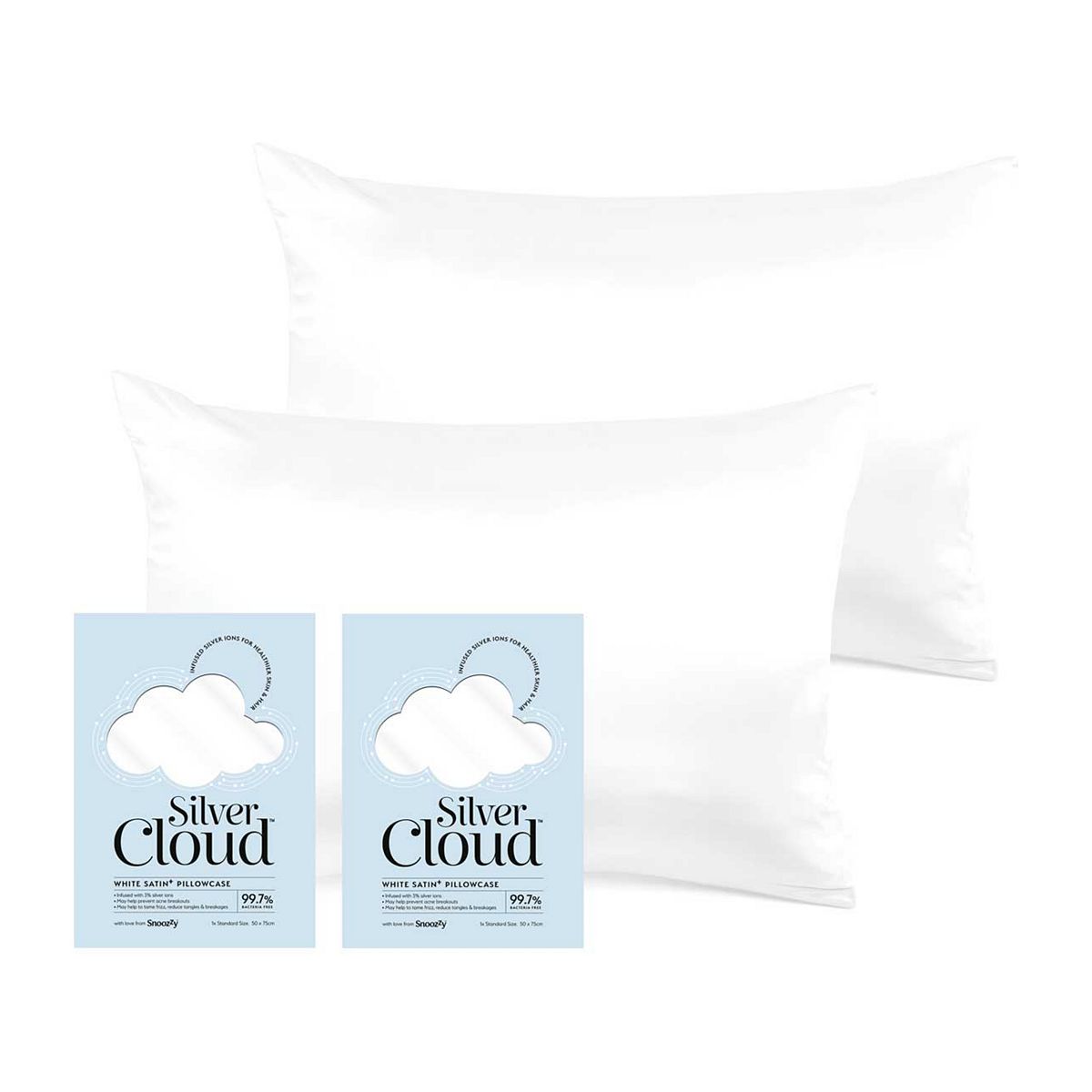 Silver Cloud White Satin Pillowcase Twinpack