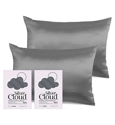 Silver Cloud Charcoal Satin Pillowcase Twinpack