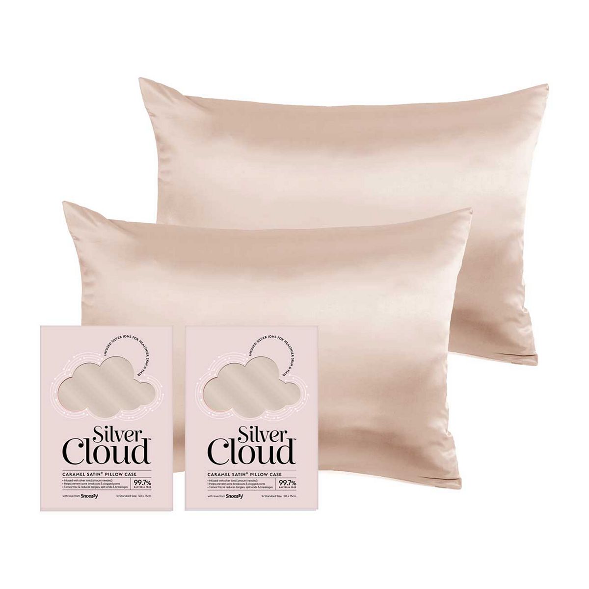 Silver Cloud Caramel Satin Pillowcase Twinpack