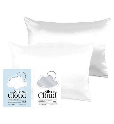 Silver Cloud White & Silver Satin Pillowcase Set