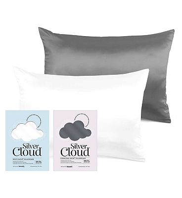 Silver Cloud White & Charcoal Pillowcase Set