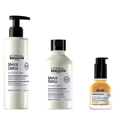 LOral Professionnel Serie Expert Metal Detox Pre-Shampoo, Shampoo and Oil Routine