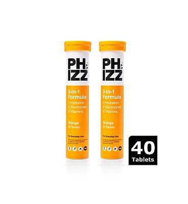 Phizz Orange 3-in-1 Hydration, Electrolytes and Vitamins Effervescent Bundle (40 Tablets)