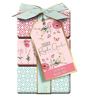 Baylis & Harding Royale Garden Rose, Poppy & Vanilla Luxury Wrapped Soaps Gift Set