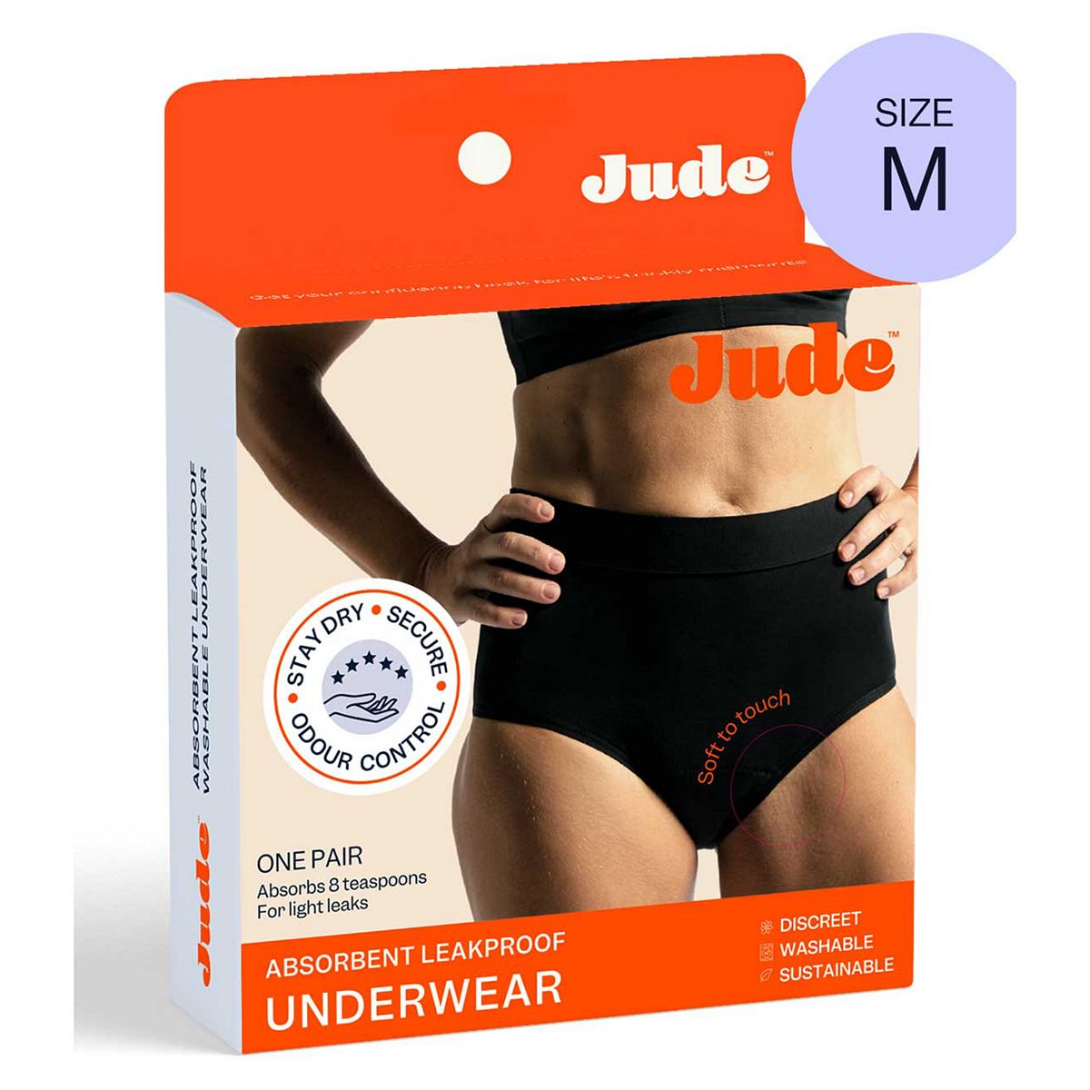 Jude Washable Absorbent Pants High Brief Black Multicolor