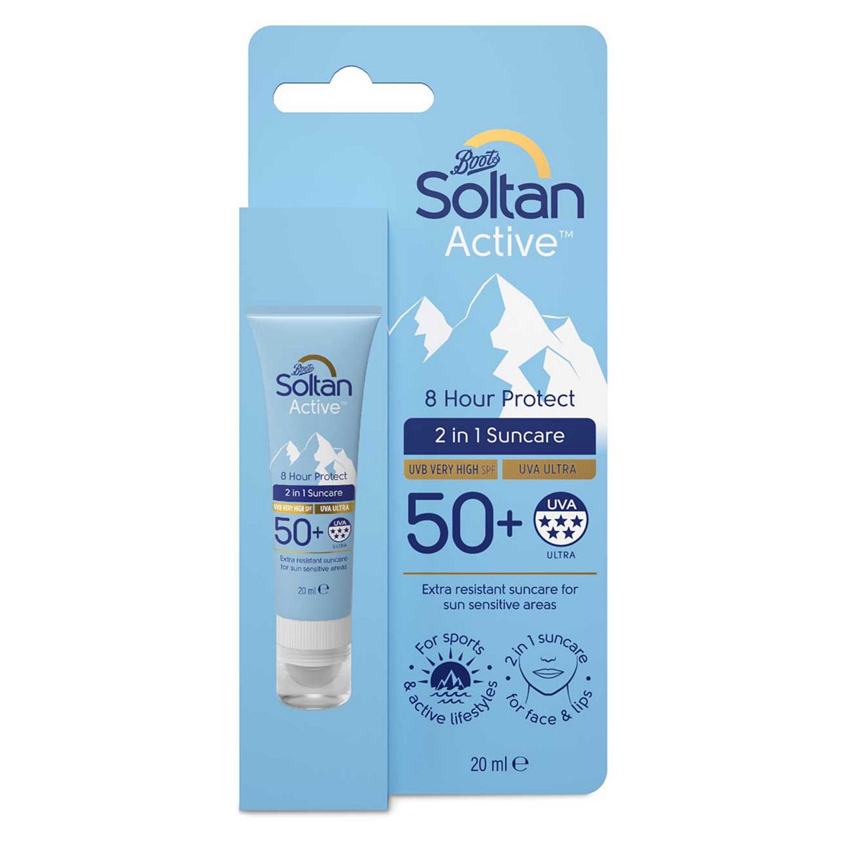 Soltan Active 8 Hour Protect 2-In-1 Suncare Lotion & Balm Spf50+ 20ml