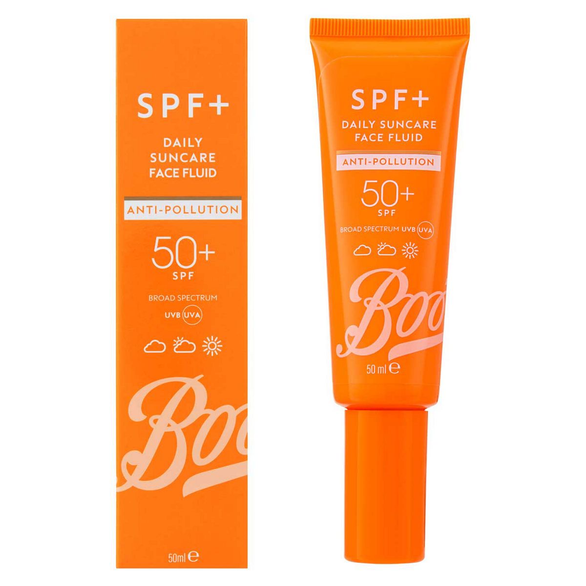 Boots Spf+ Anti Pollution Daily Suncare Face Fluid Spf50+ 50Ml