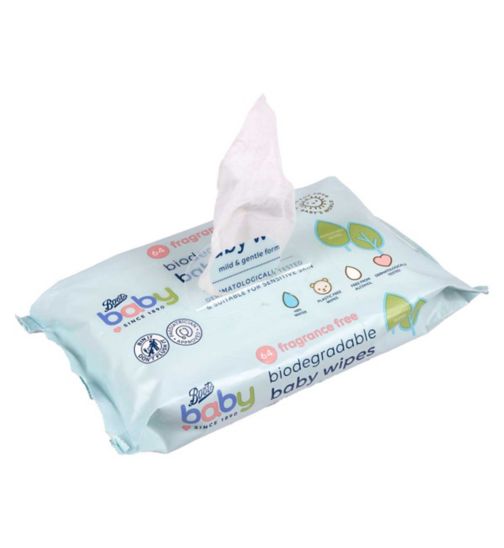 Boots Baby biodegradable fragrance free wipes 64s