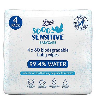 Boots Soo Sensitive Baby Wipes 60 pack 4s