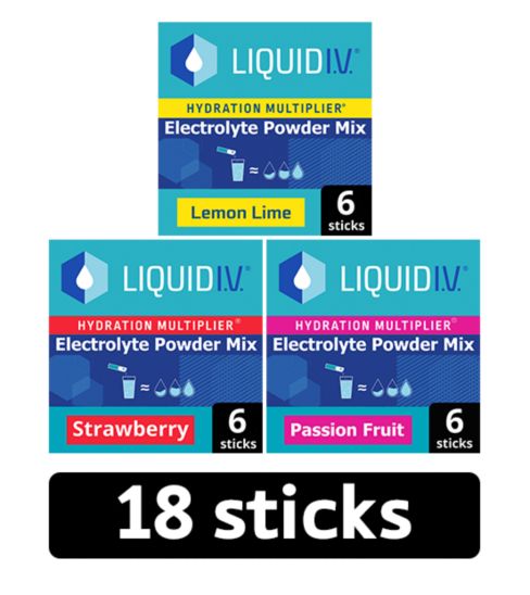 Liquid I.V.®Hydration Multiplier Electrolyte Powder Mix Weekday Bundle x3 flavours, 18 sachets