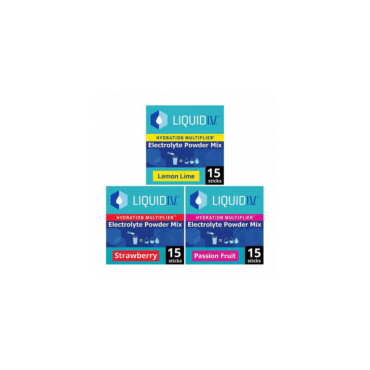 Liquid IV Liquid I.v. Hydration Multiplier Electrolyte Powder Mix Weekday Bundle X3 Flavours, 45 Sachets