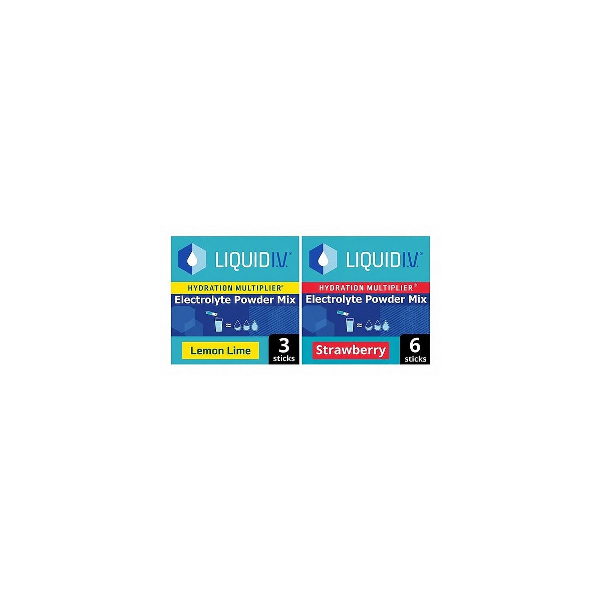 Liquid IV Liquid I.v. Hydration Multiplier Electrolyte Powder Mix Lemon Lime + Strawberry Bundle, 9 Sachets