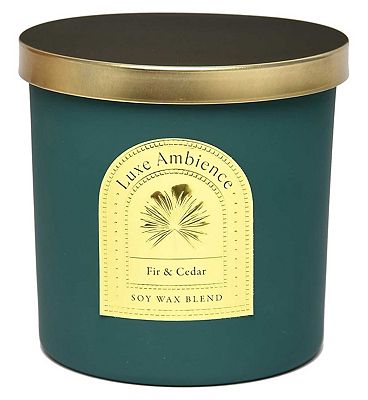 Luxe Ambience Fir & Cedar Glass Candle 400g