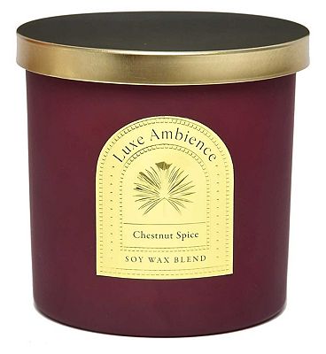 Luxe Ambience Chestnut Spice Glass Candle 400g