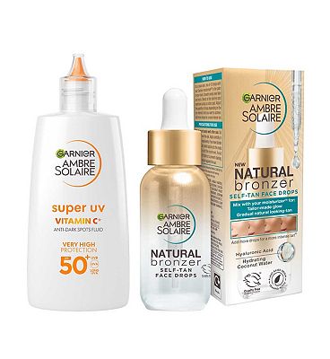 Garnier Glow & Protect Duo: SUPER UV Vitamin Cg Facial SPF50+ Fluid (40ml) & SPF50+ Invisible Serum 