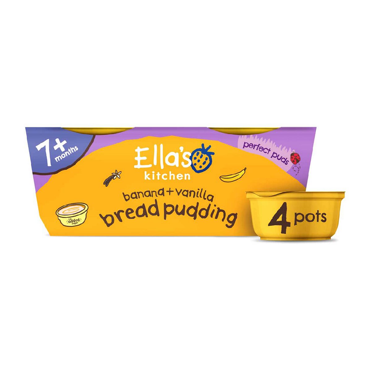 Ella's Kitchen Organic Bread Pudding Banana And Vanilla 80G 4S