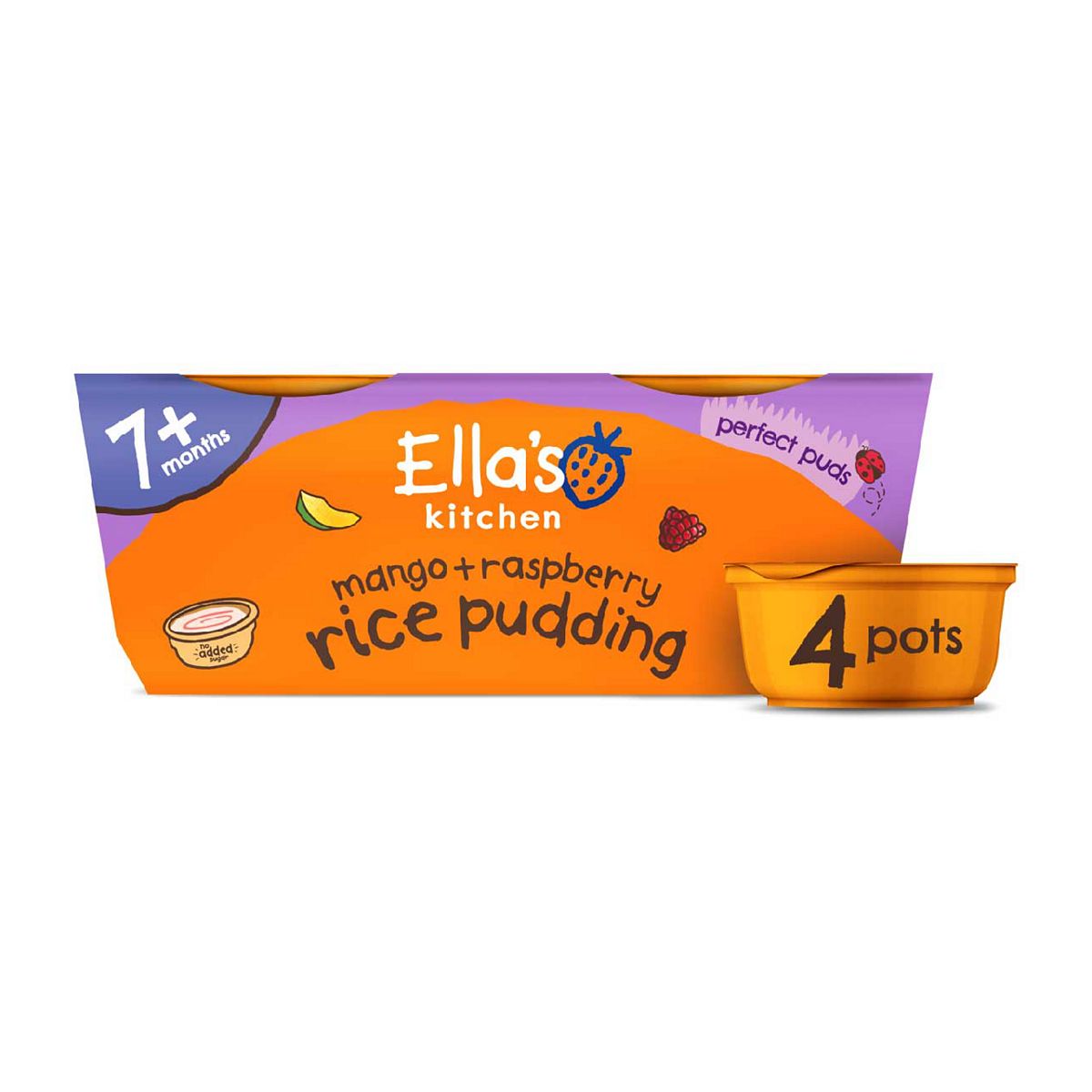 Ella's Kitchen Organic Rice Pudding Mango And Raspberry 80G 4S