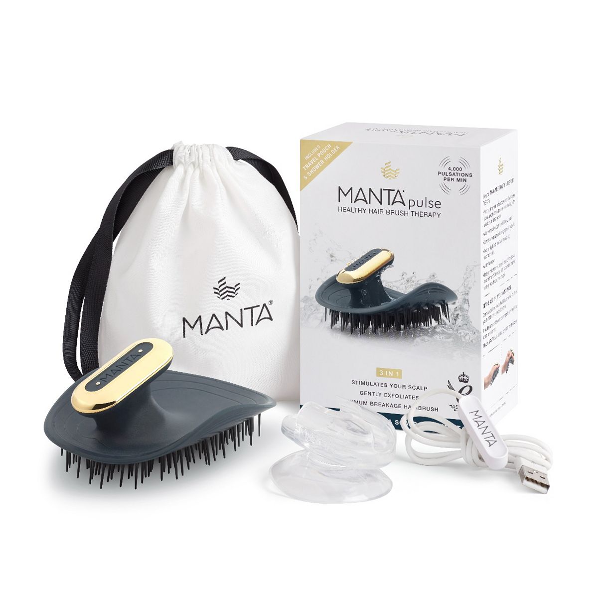 Manta Pulse Healthy Hair & Scalp Brush - Deep Ocean Blue