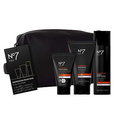 No7 Men Energising Wash Bag Collection 3 Piece Gift Set