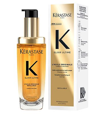 Krastase Elixir Ultime Hair Oil L'Huile Originale Refillable, for All Hair Types with Argan Oil & He
