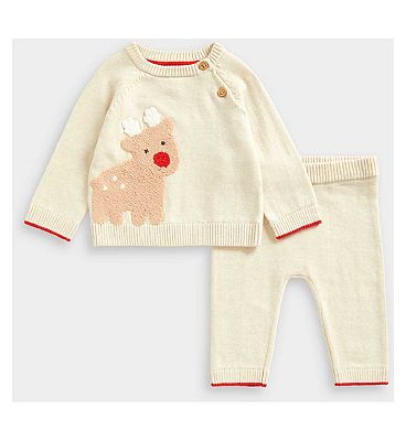 Mothercare Festive Reindeer Knitted Top and Trousers 3 - 6 Months