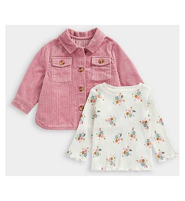 Mothercare Pink Cord Shacket and T-Shirt Set 3 - 4 Years