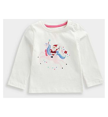 Mothercare Festive Santa Long-Sleeved T-Shirt 9 - 12 Months