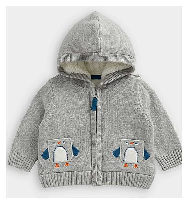 Mothercare Grey Knitted Borg-Lined Hoodie 18 - 24 Months